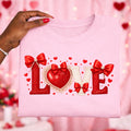 Coquette Love Png, Valentine png, Red Hearts Png,  Heart Coquette Png, Faux Glitter Png, Love Hearts and Bows,