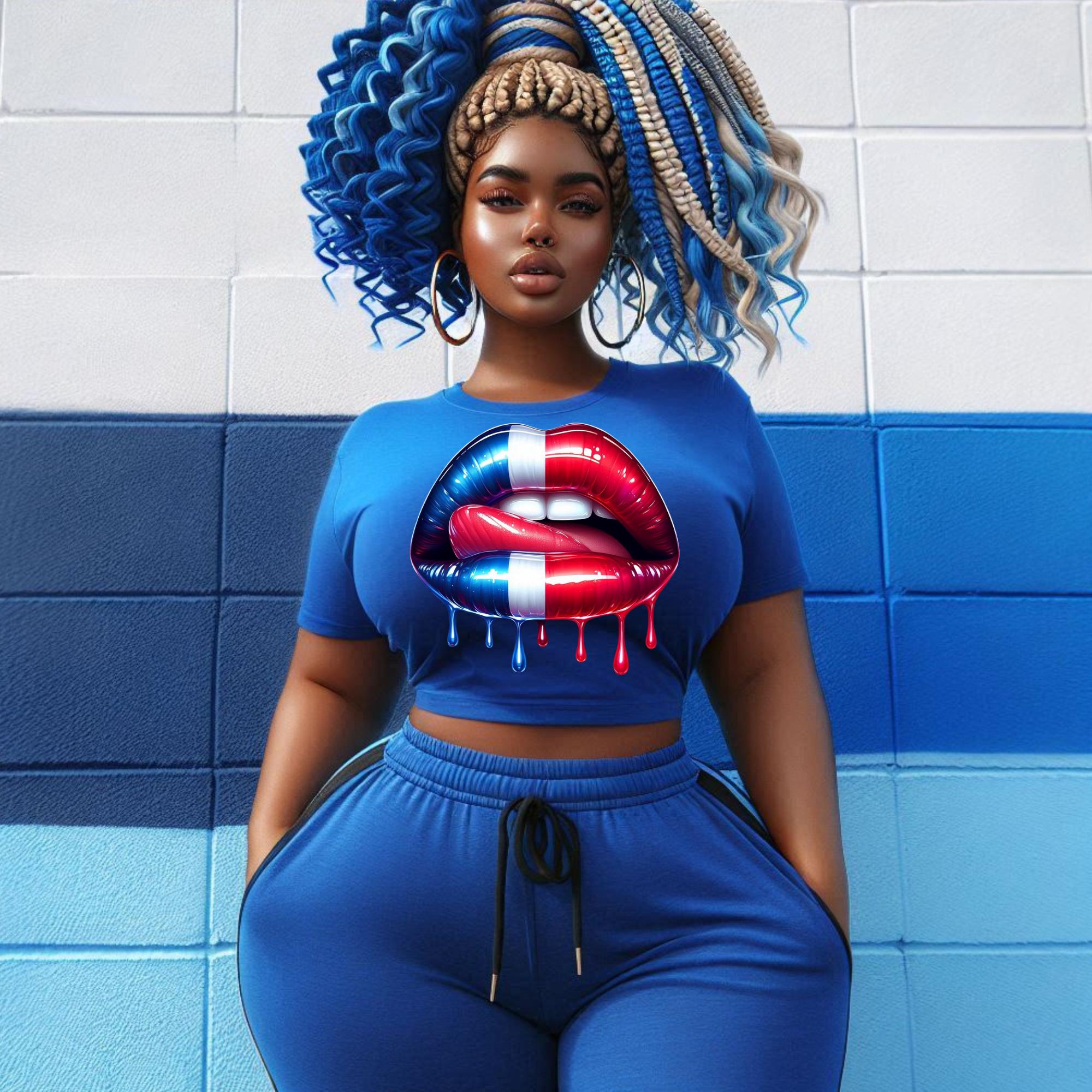 Bundle Red, White and Blue dripping lips in Saints colors.  for shirts, cups,  DTF, UVDTF, Sublimation, png Digital, 4th of July. Labor Day