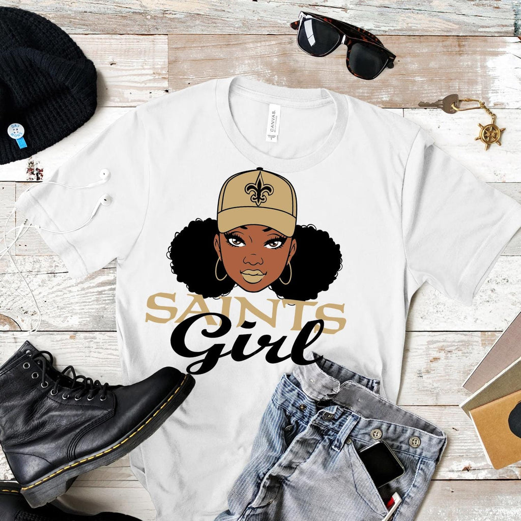 Black and Gold Saints Girl PNG Bundle (Digital Download)