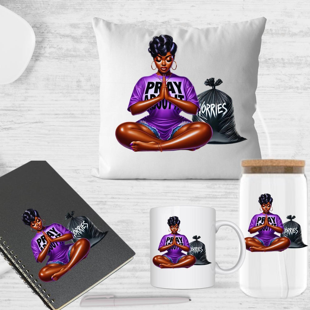 PRAY ABOUT IT,  spiritual, prayer, pray over everything, worries, fears, insecurities, depression, pain, african american png, natural hair