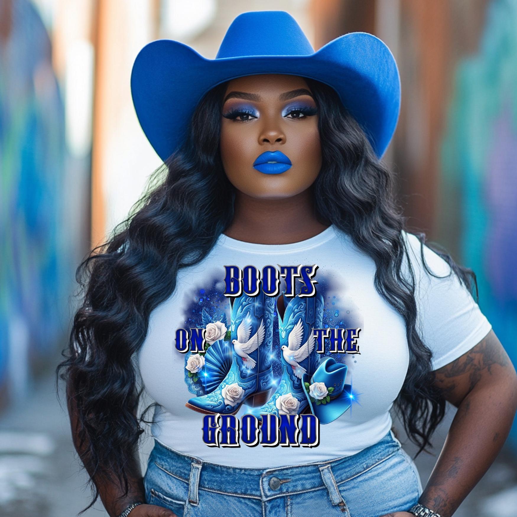 Blue and white Boots on the ground Finer Women
