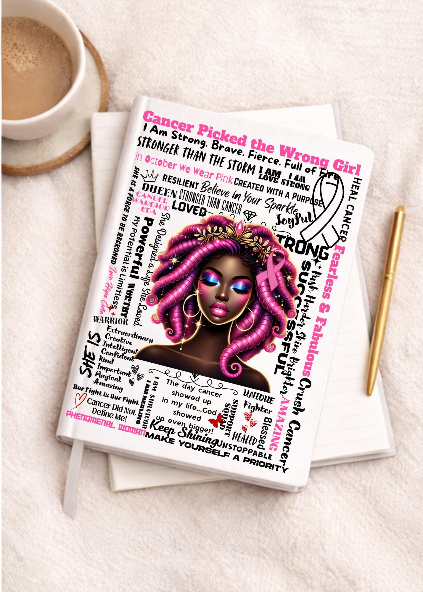 UV DTF Transfers Breast Cancer, Motivational Women, journal transfers, cup transfers, mug transfers, decals