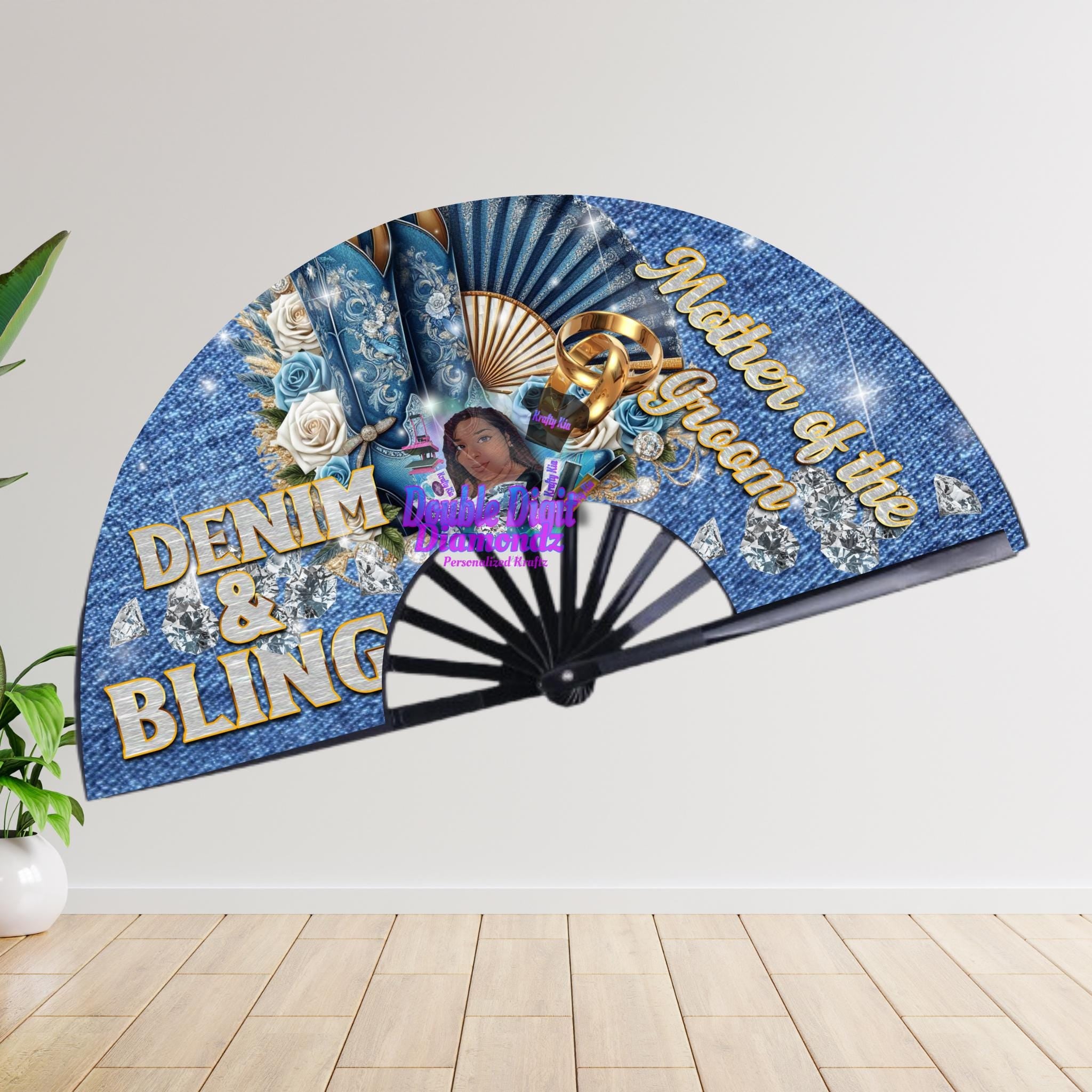CLACK FAN PNG Bridal  Party Digital Design Bride, Bridesmaids,Mother of Bride, Mother of Groom, and  Aunt of the Bride, Denim and Bling