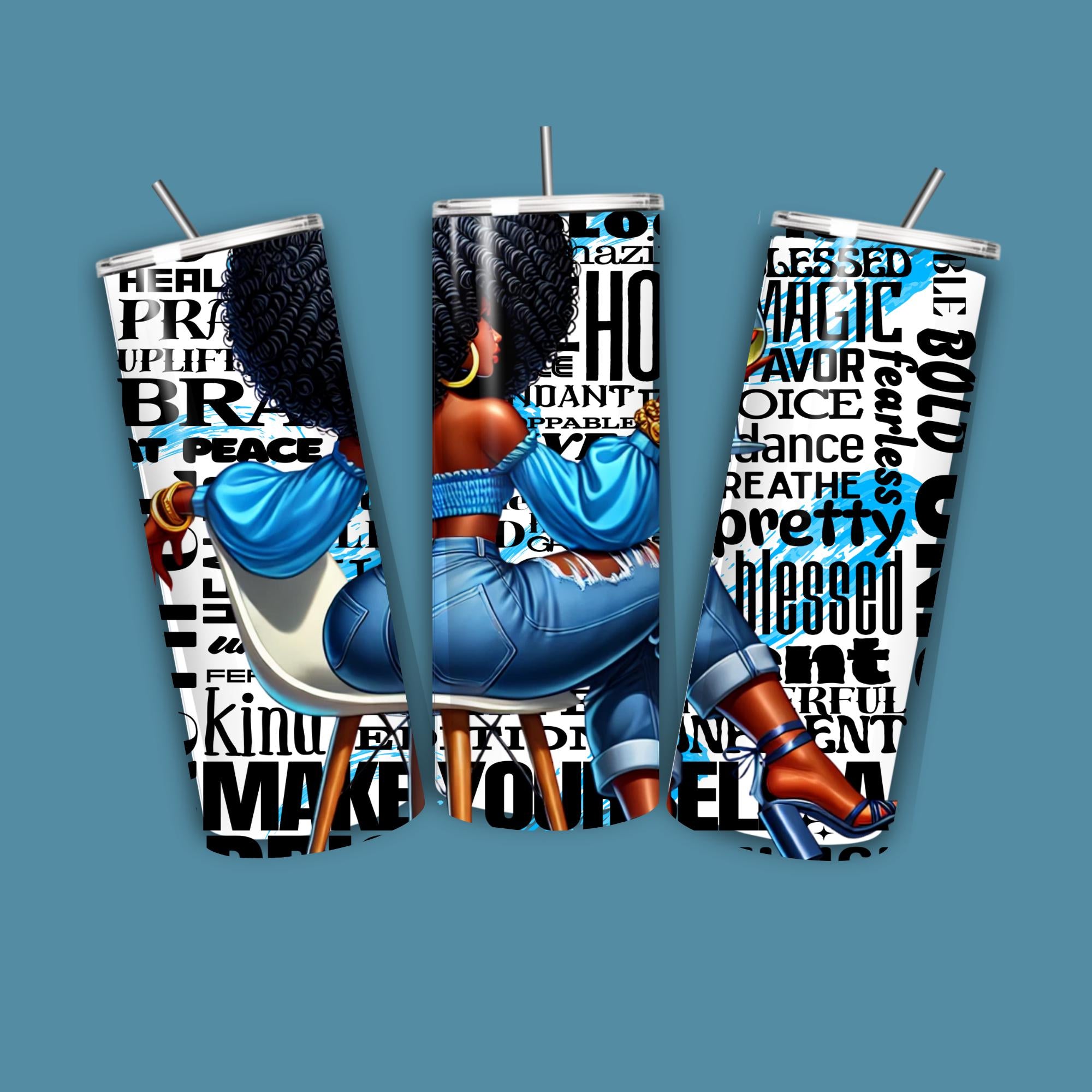 African American Woman Graffiti Art PNG, Motivational Tumbler Designs (Digital Download)
