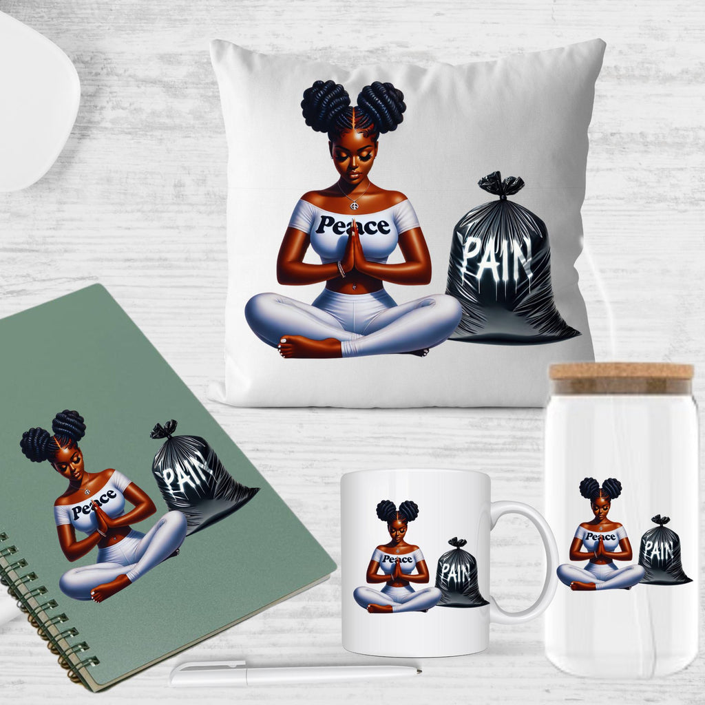 PEACE, GOD,  spiritual, prayer, pray over everything, worries, fears, insecurities, depression, pain, african american png, 2 puffs hair