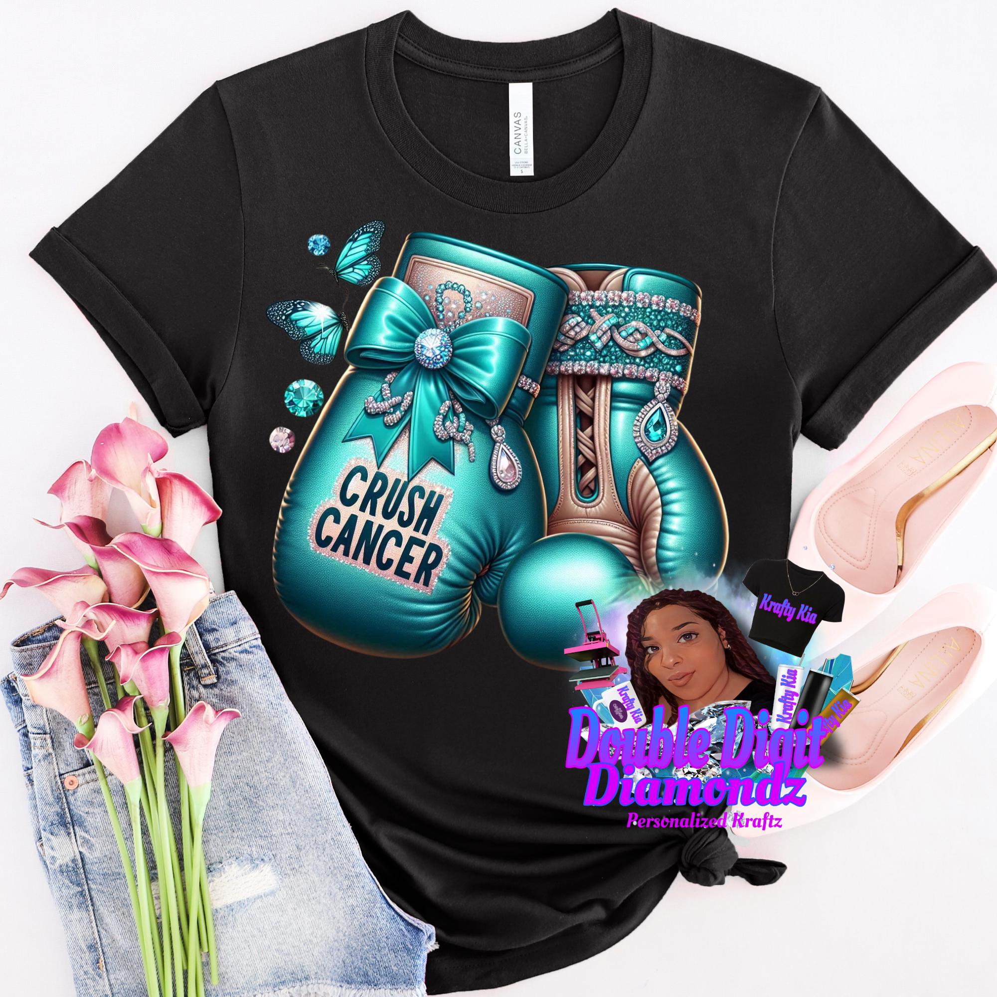 Awareness Bundle Crush Cancer Png, Teal Cancer png, crush cancer boxing gloves, knock out cancer png