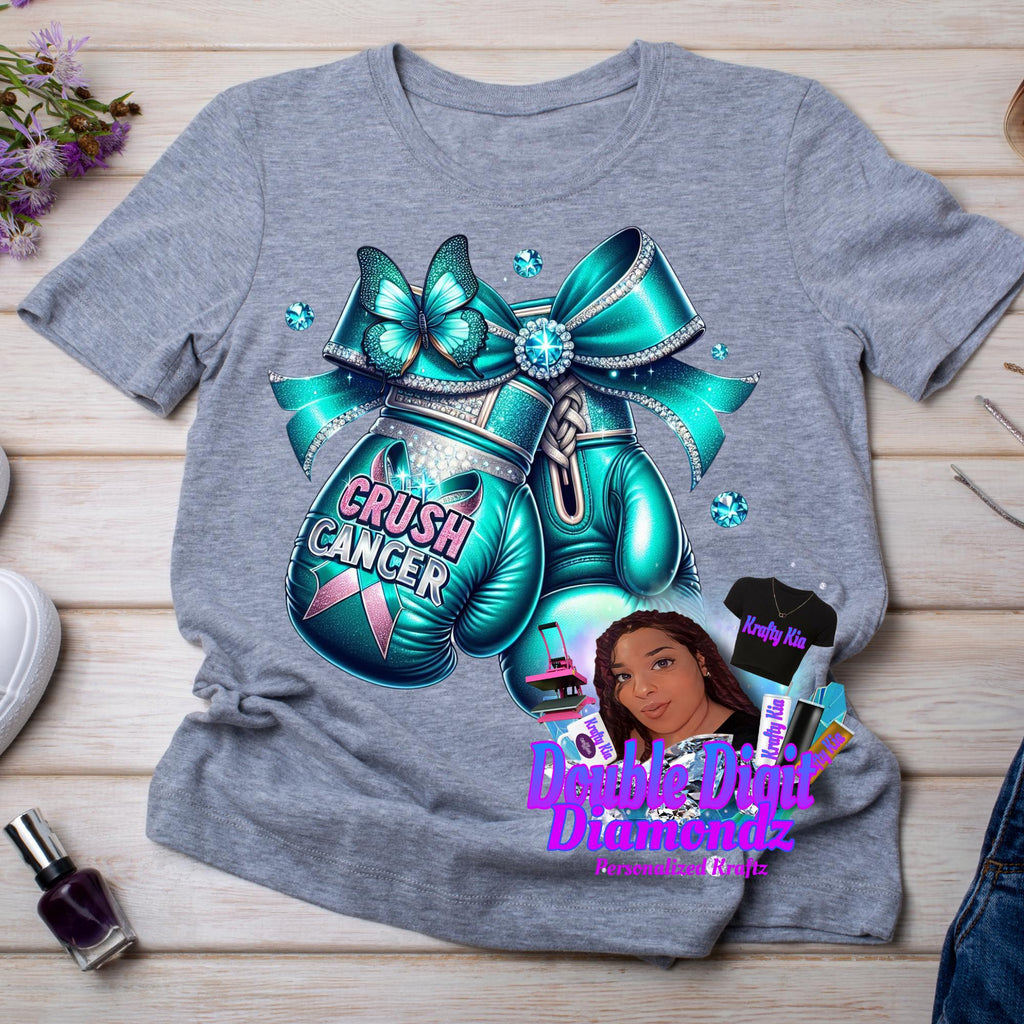 Awareness Bundle Crush Cancer Png, Teal Cancer png, crush cancer boxing gloves, knock out cancer png