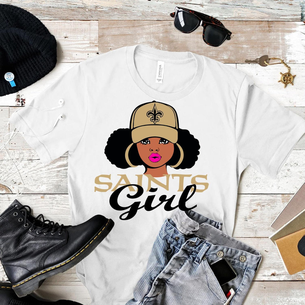 Black and Gold Saints Girl PNG Bundle (Digital Download)