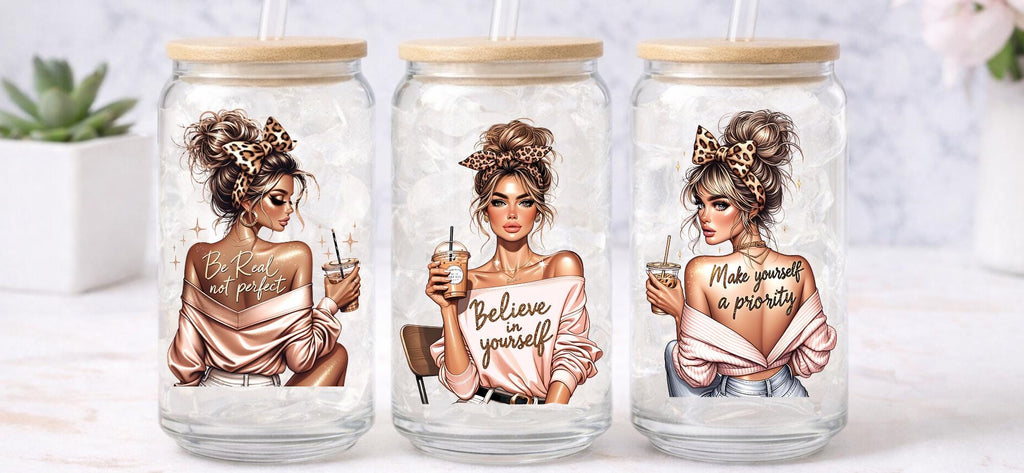 UV DTF Transfers Motivational Women, Blush tumbler transfers, journal transfers, cup transfers, mug transfers, glasses and a lot more