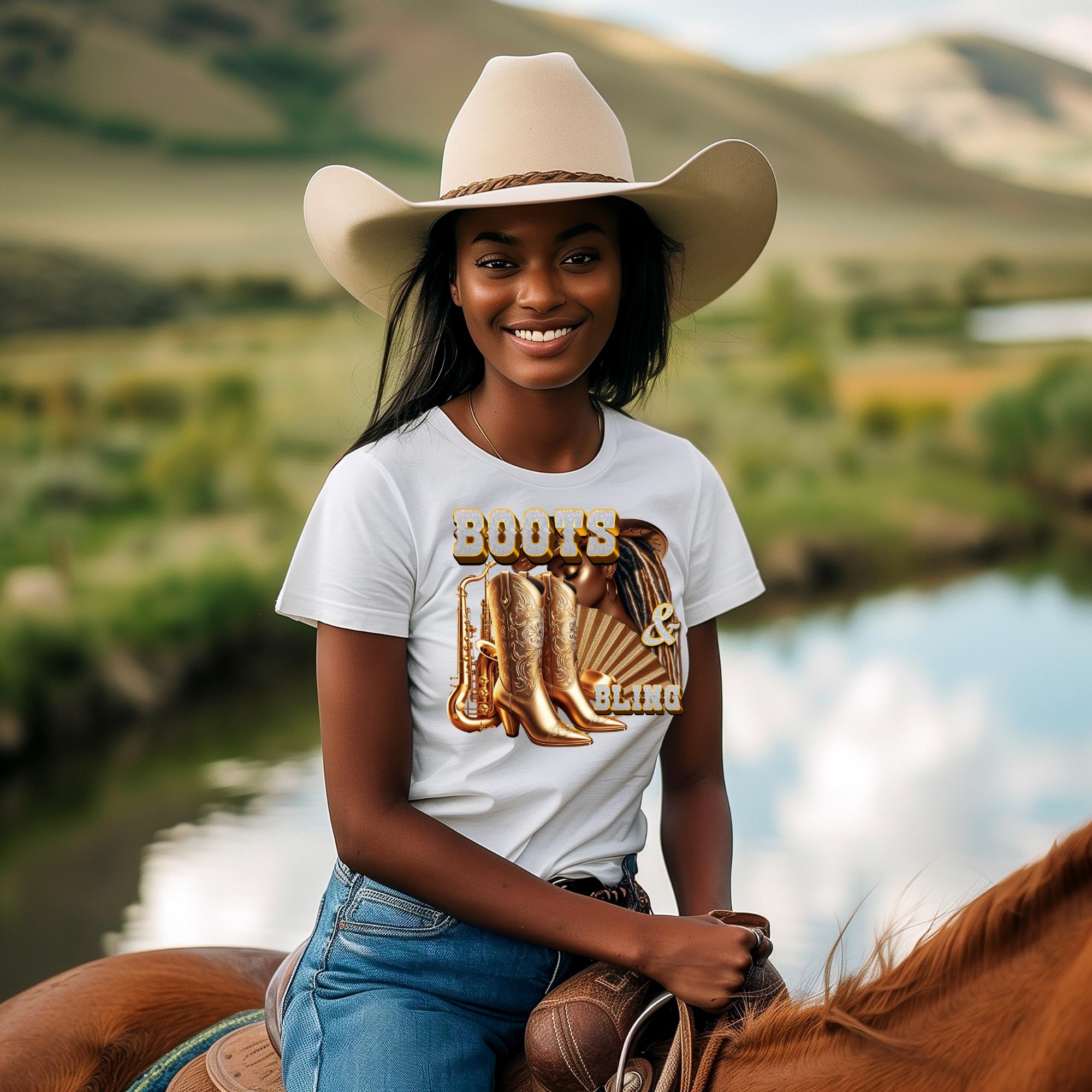 Gold African American Women Boots and Bling  PNG Bundle