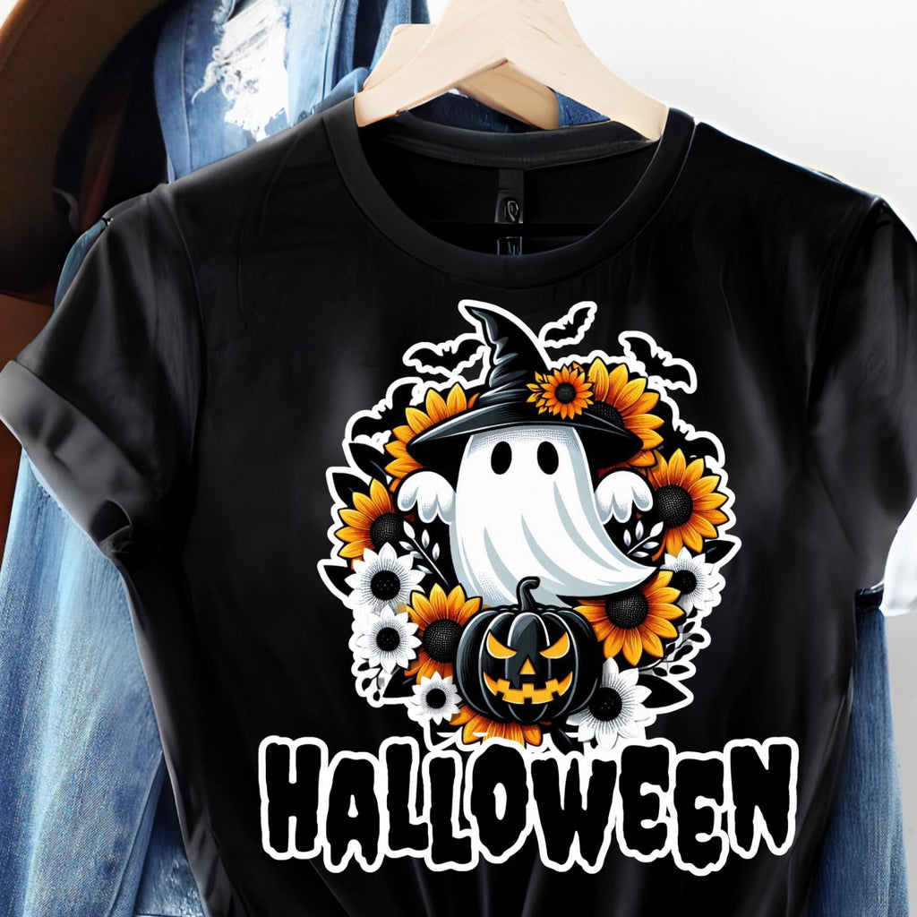 Ghost png, UVDTF, Sublimation Design Digital Download, Ghost with Black witch hat png, Halloween png, Ghost png, Cute Ghost, Pumpkin, BOO