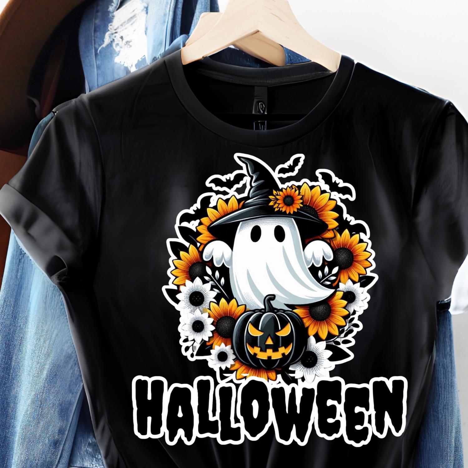 Ghost png, UVDTF, Sublimation Design Digital Download, Ghost with Black witch hat png, Halloween png, Ghost png, Cute Ghost, Pumpkin, BOO