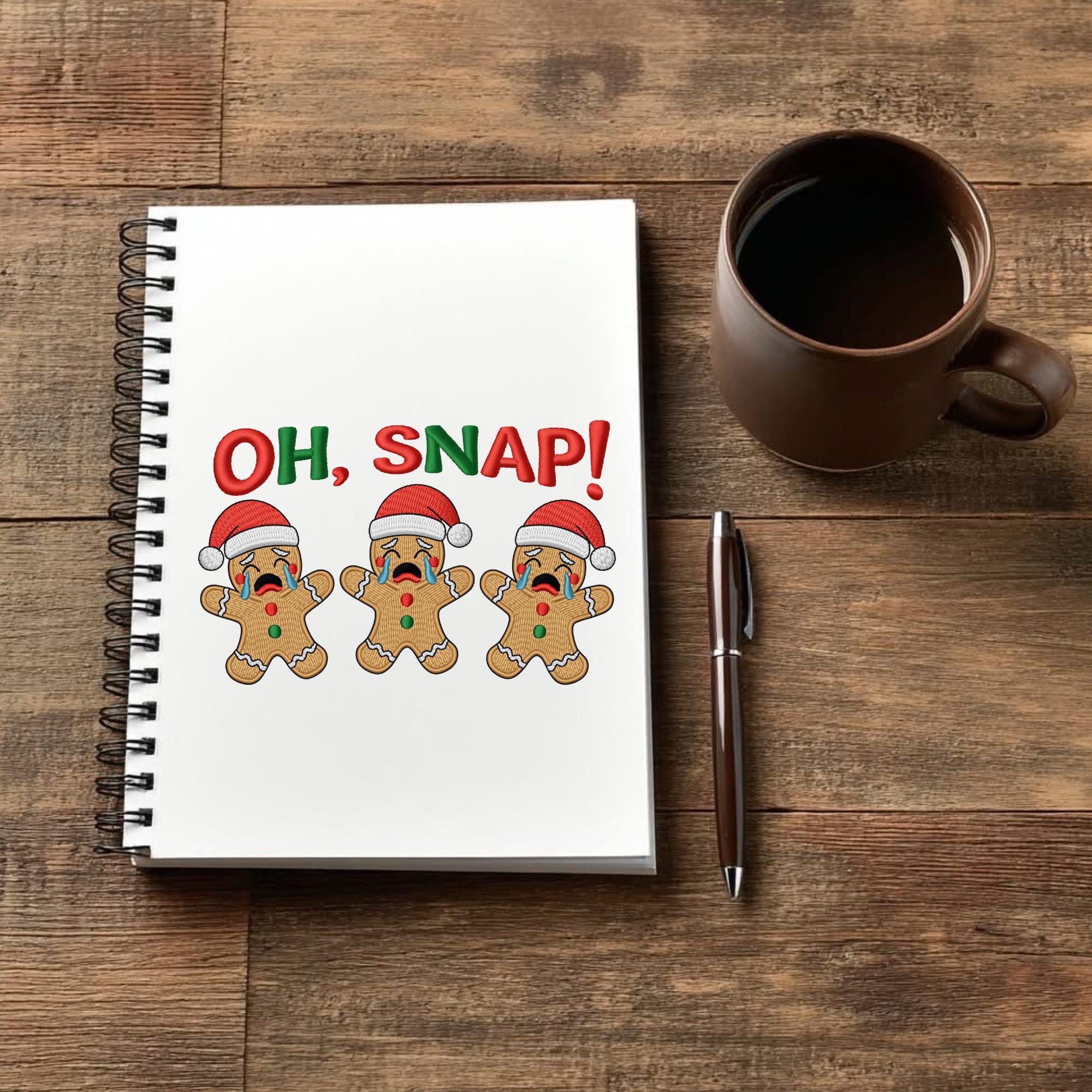 Oh Snap Png, Oh Snap Faux Embroidery png,  Christmas Gingerbread Png, Merry Christmas Png, Funny Gingerbread Png (Digital Download)