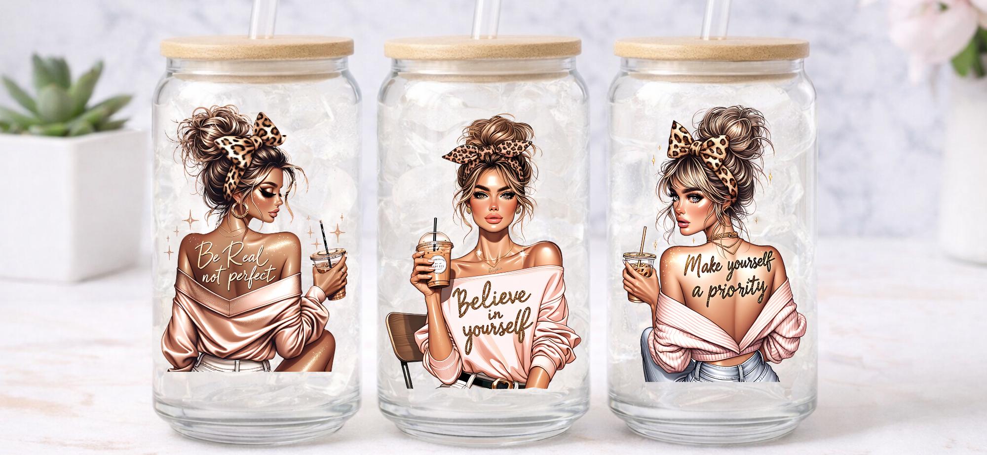 UV DTF Transfers Motivational Women, Blush tumbler transfers, journal transfers, cup transfers, mug transfers, glasses and a lot more