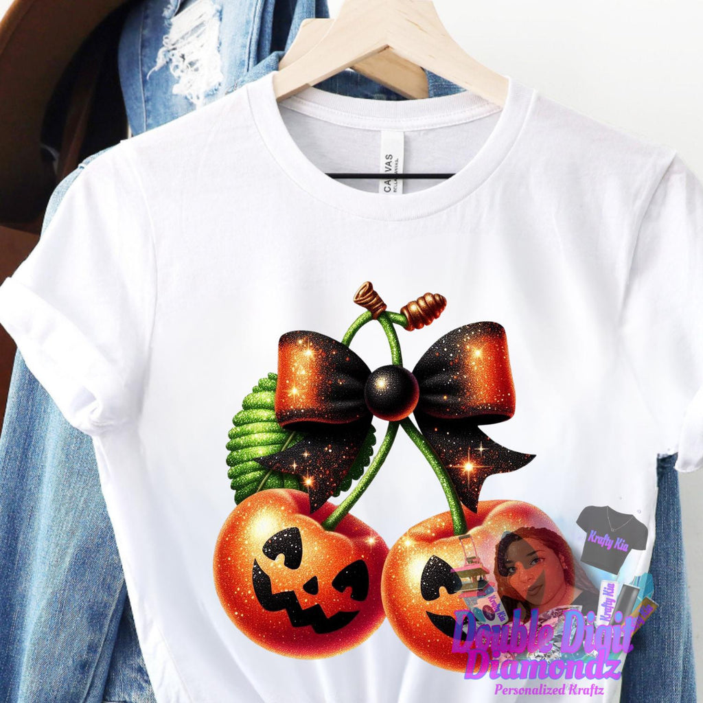 Cherry Pumpkins Png, Halloween Pumpkin png, Fall Pumpkin Png, Pumpkin Cherries Coquette Png, Faux Glitter Png, Pumpkin Bow, Pumpkin Cherries