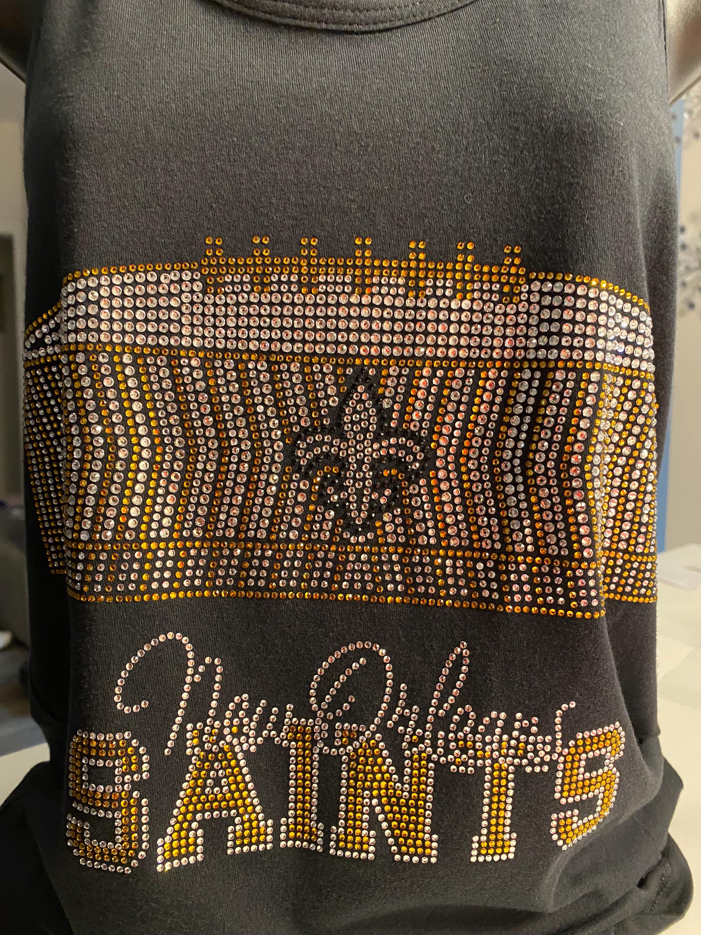 Saints Rhinestone Shirt, Sparkle Football Tee