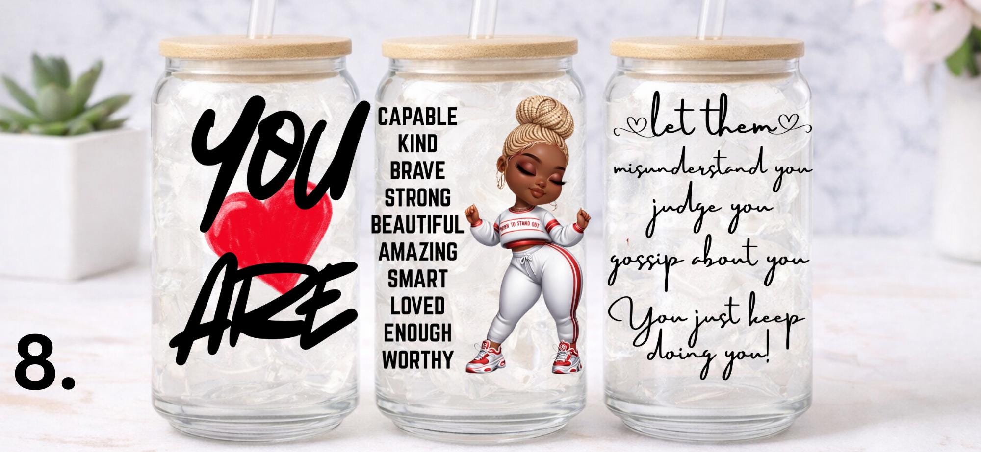 UV DTF Confident Woman Bundle 1, Trust God transfer, cup wraps glass tumblers