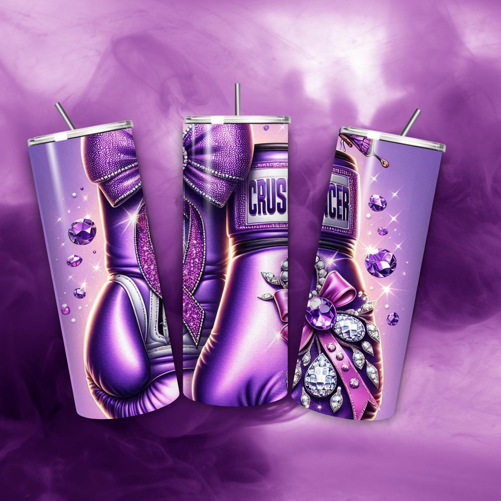 Awareness Crush Cancer  Purple Png, Crush Cancer png, crush cancer boxing gloves, knock out cancer png, cancer tumbler png, butterfly png
