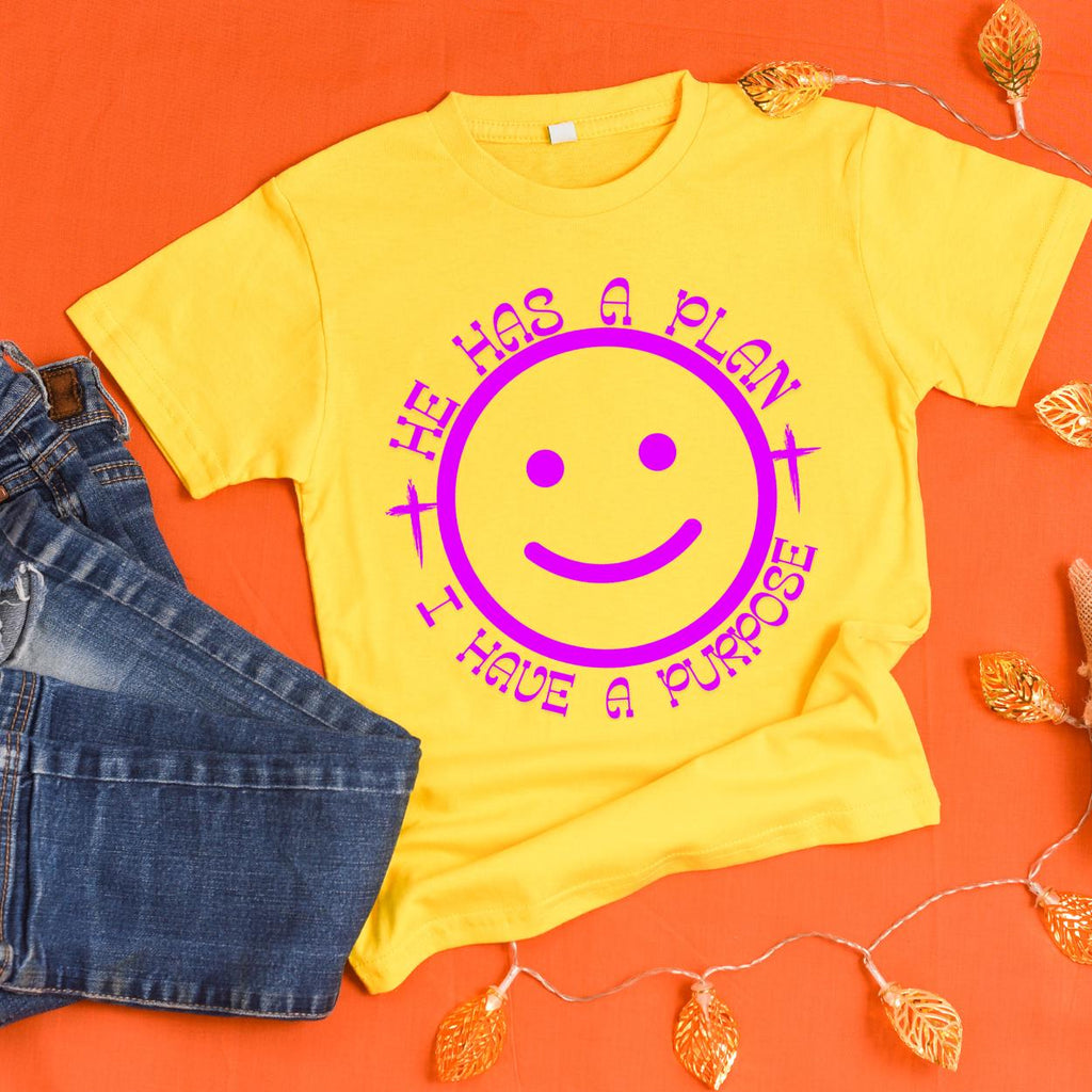 Christian PNG, Bundle Smiley png, He Has a Plan I Have a Purpose Jesus png, God png, Smiley Faith png, Christian Shirts png, Neon religious