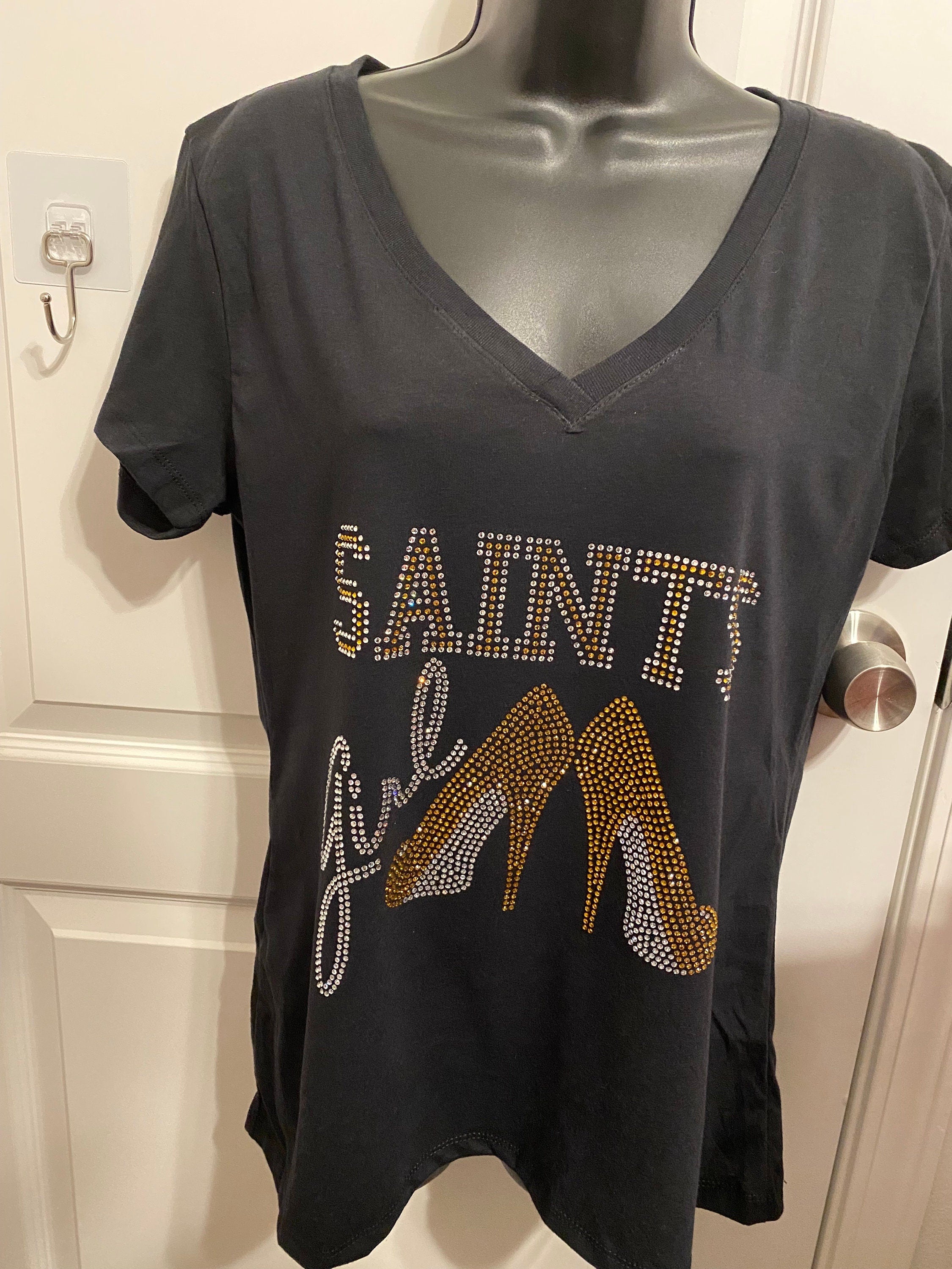 Saints Girl Rhinestone Heels Tank, Vneck or  Tee