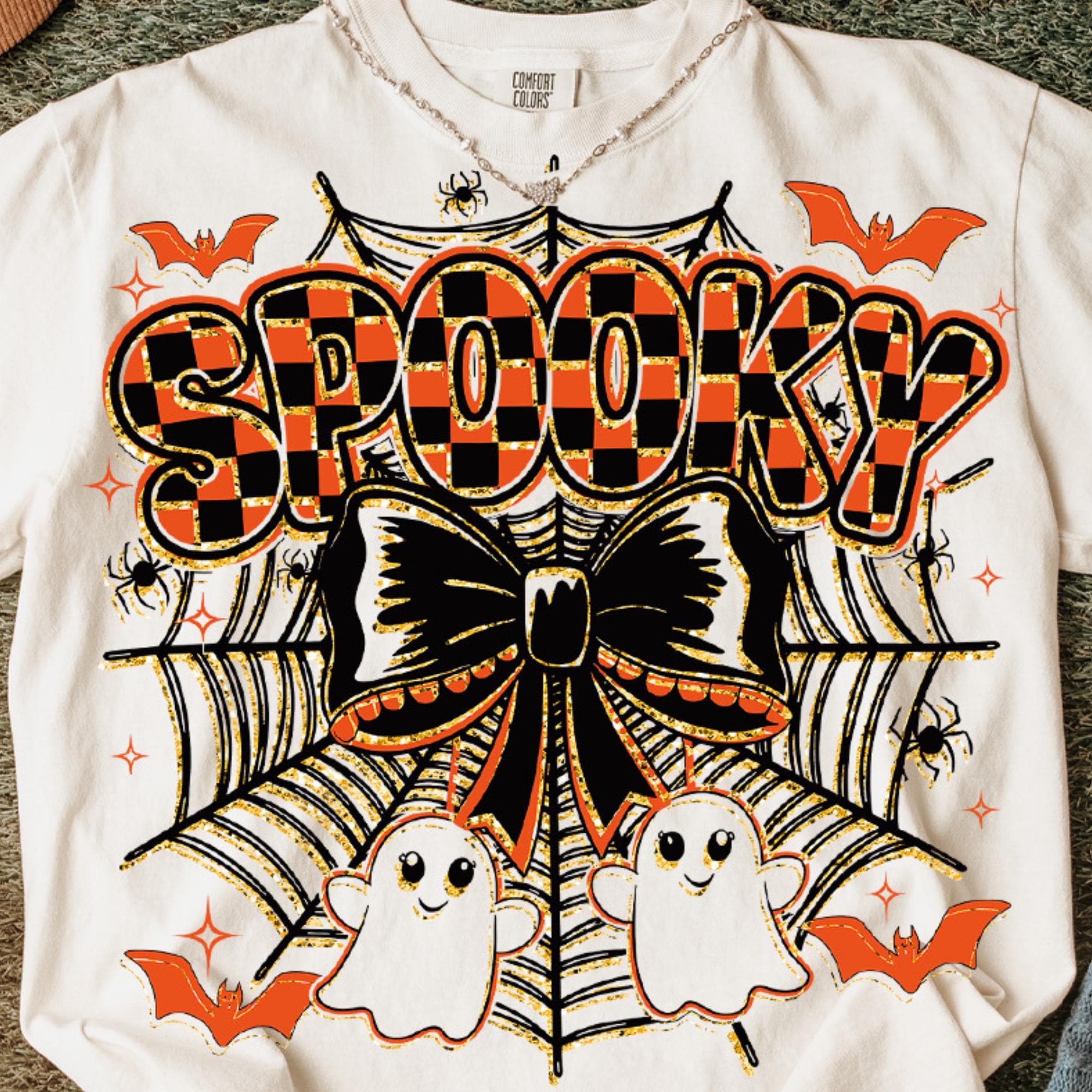 Spooky Halloween Spider Ghost PNG, Sublimation Design (Digital Download)