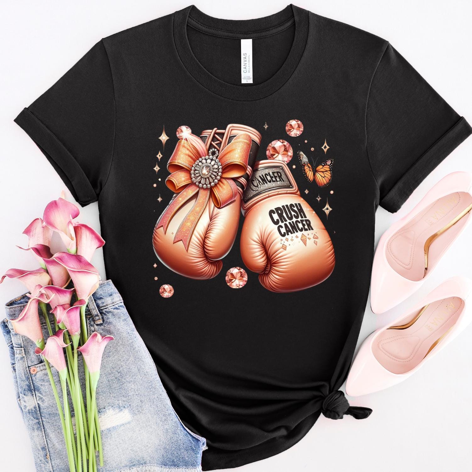 Awareness Crush Cancer Png, Orange or Peach Cancer png, crush cancer boxing gloves, knock out cancer png, cancer tumbler png, butterfly png
