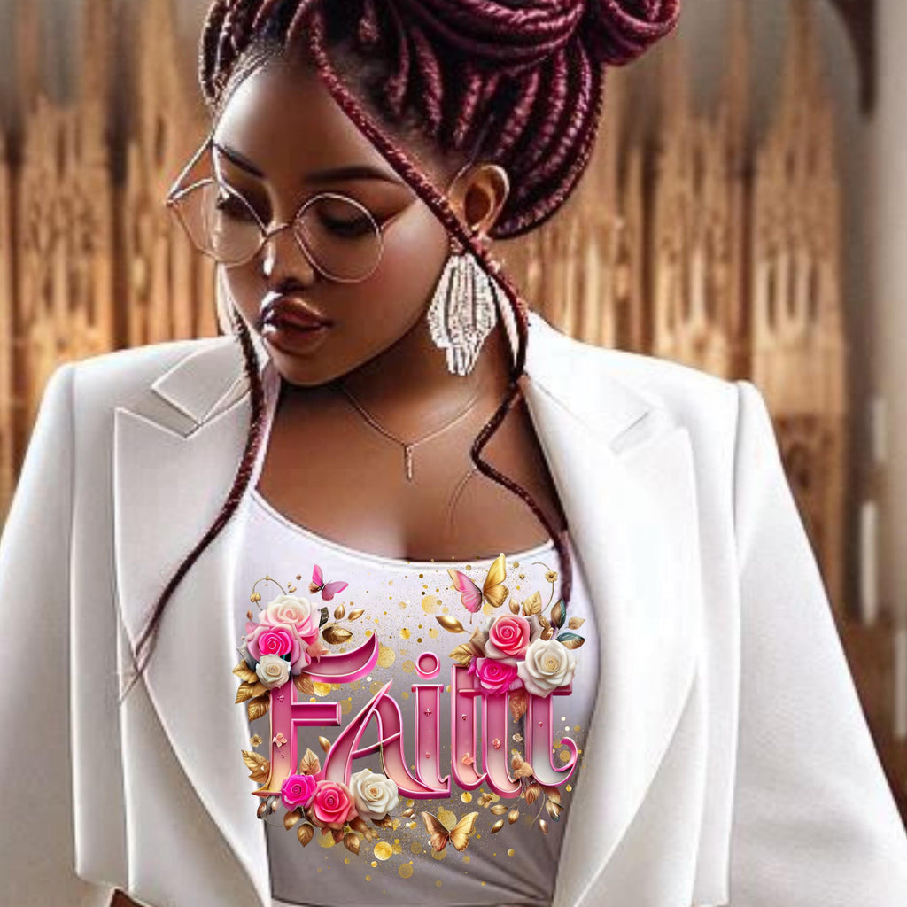 Faith Bundle, beautiful vibrant colors is red, green, blue, and purple with  gold, butterfly roses motivational,   Christian, spiritual PNG