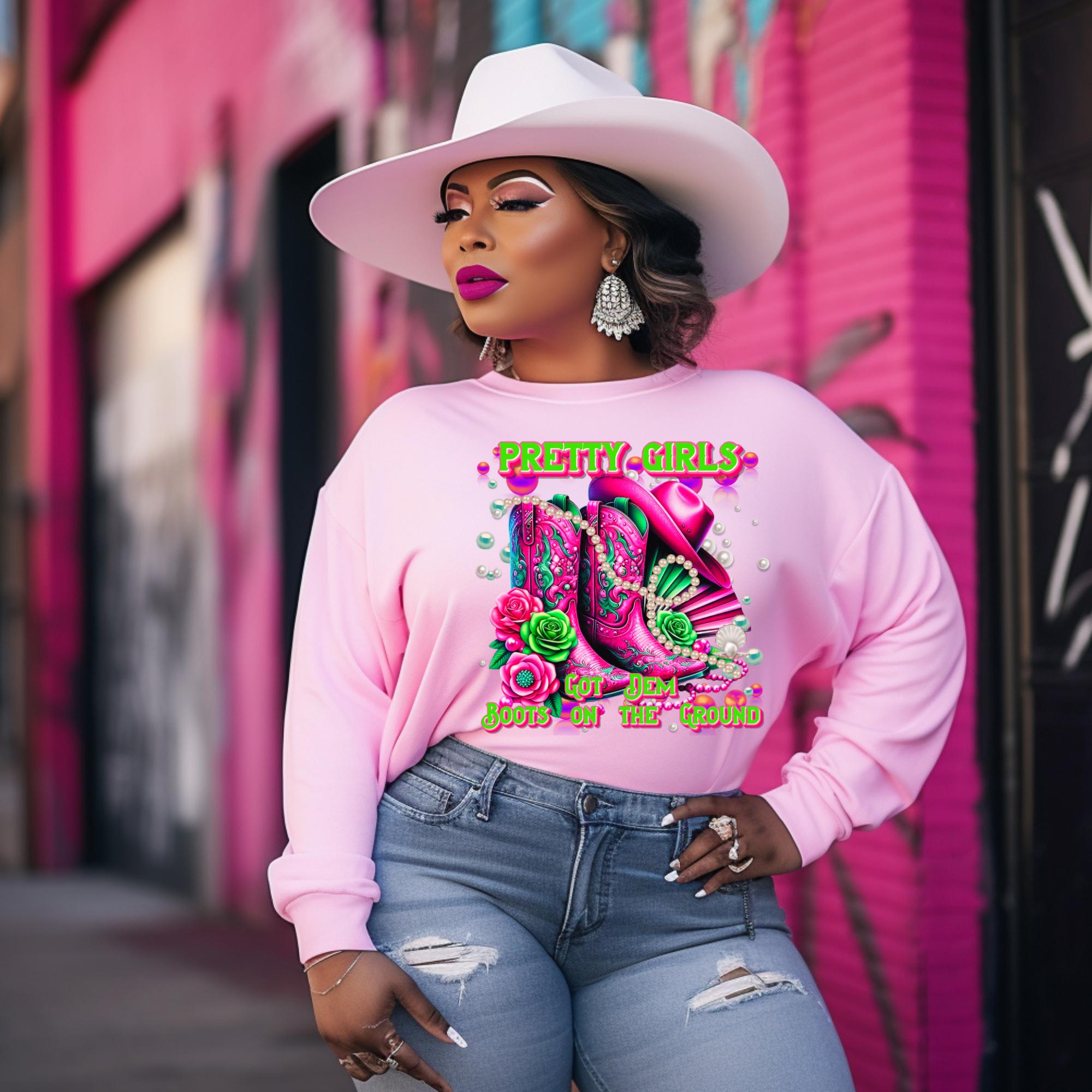 Pink and Green Boots on the Ground png, AKA png, Pretty Girls png, Sorority png, pink and green png, trailride png, sorority bundle png