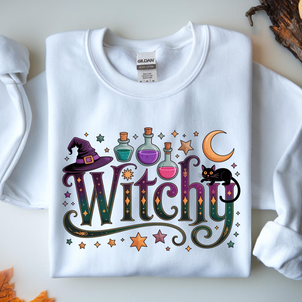 Whimsical Witchy Clipart PNG Design,  Halloween Witchy Vibes Illustration Instant Digital File