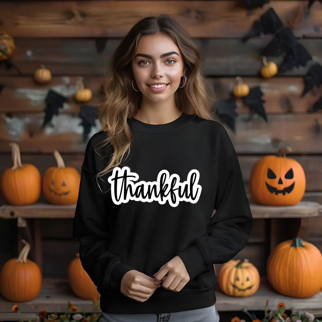 Thankful Thanksgiving PNG SVG, Fall Cursive Quote (Digital Download)