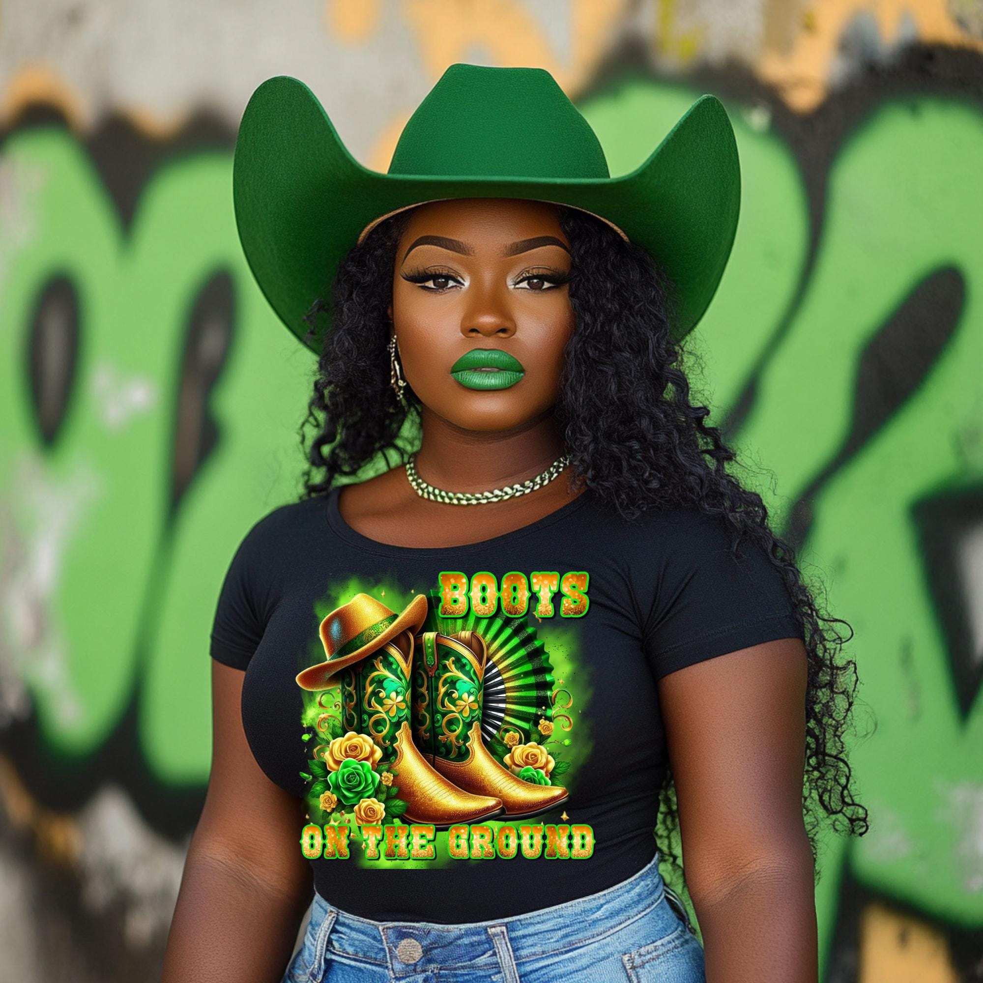 Green and Gold Boots on the ground