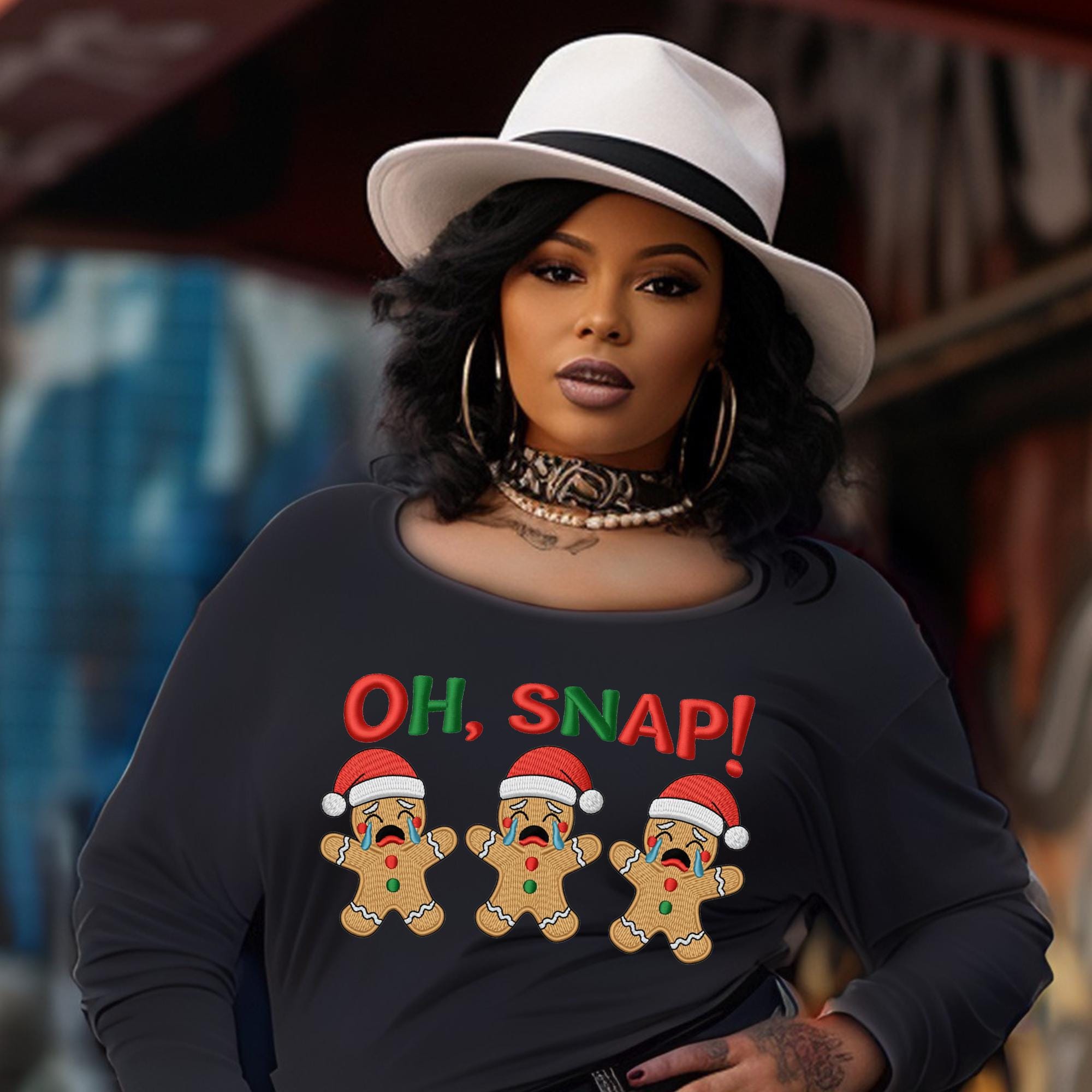 Oh Snap Png, Oh Snap Faux Embroidery png,  Christmas Gingerbread Png, Merry Christmas Png, Funny Gingerbread Png (Digital Download)