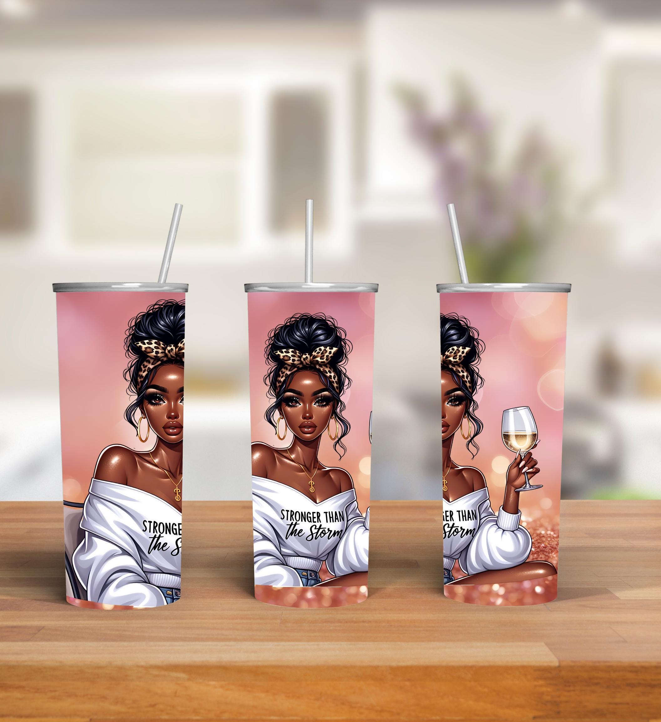 African American stronger than the storm  tumbler design PNG for 20 oz straight tumbler