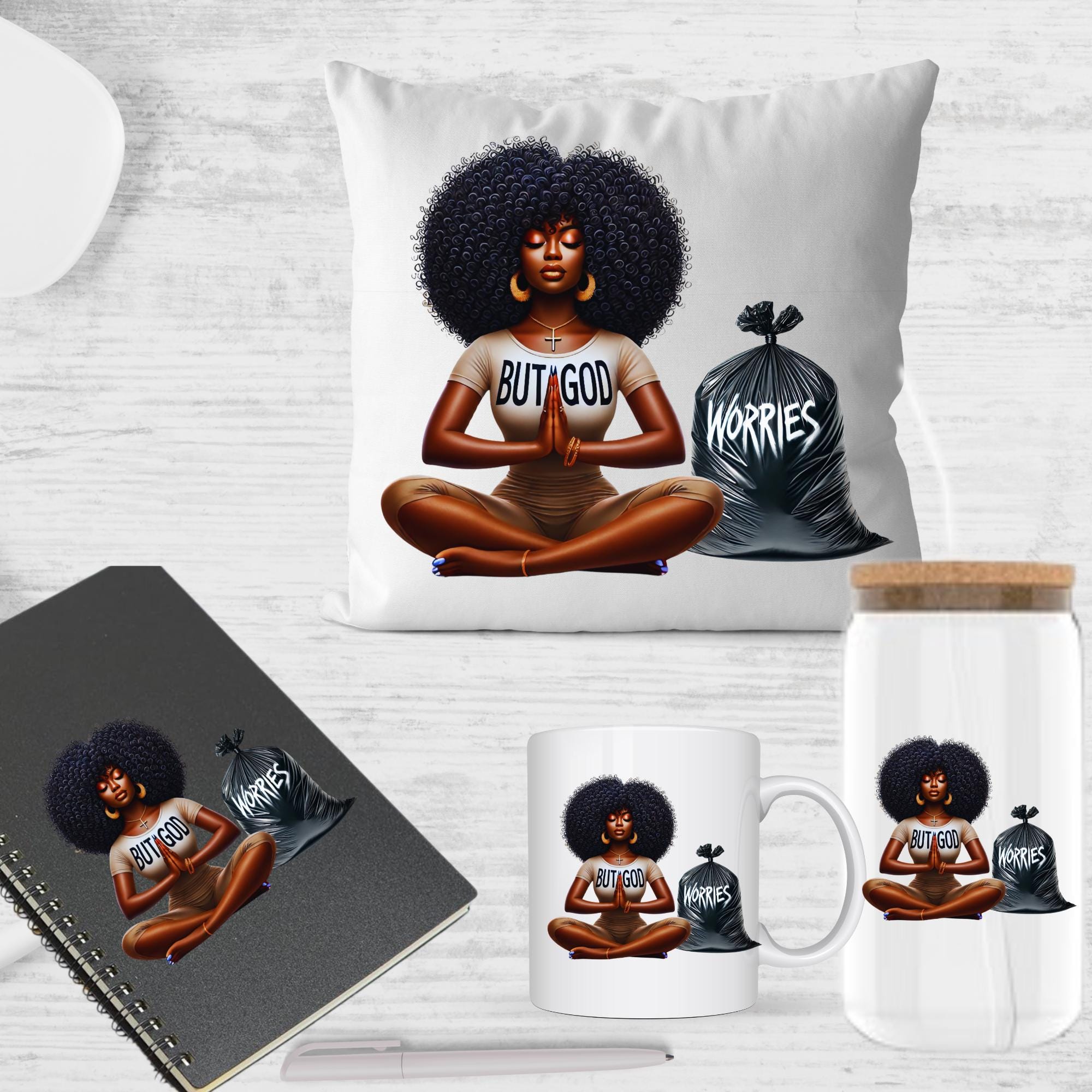 BUT GOD,  spiritual, prayer, pray over everything, worries, fears, insecurities, depression, pain, african american png, natural hair