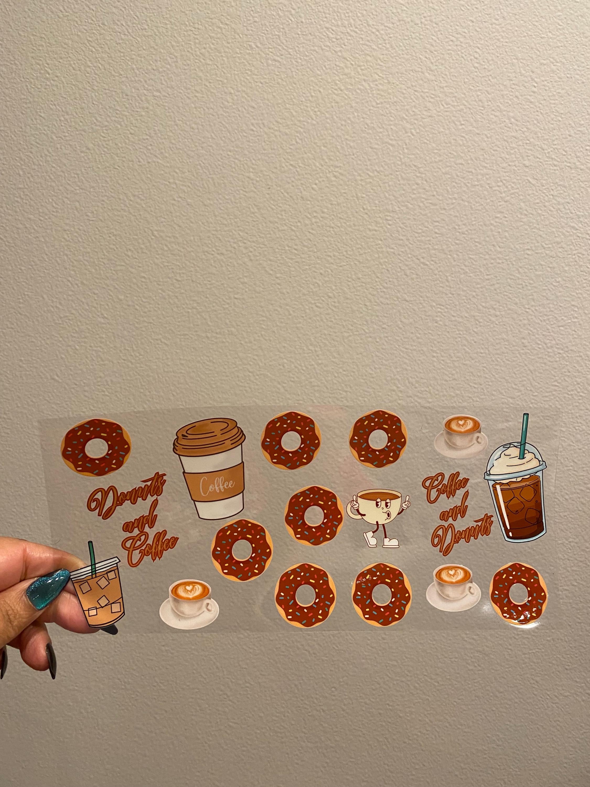 UV DTF Coffee and Donut bundle cup wraps glass tumblers