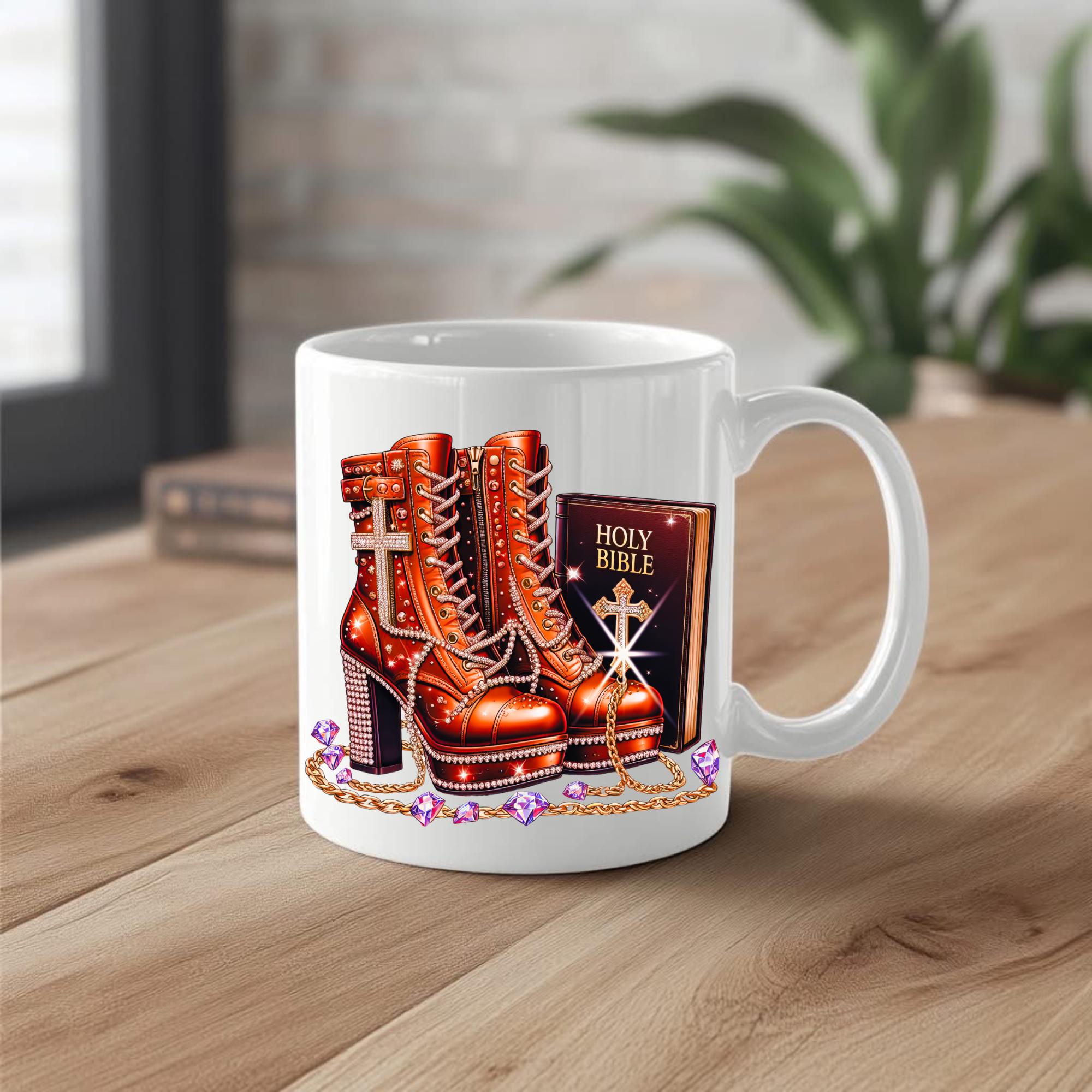 Burnt Orange Prayer Warrior, Bible, heels, spiritual, prayer, holy bible, standing on His word