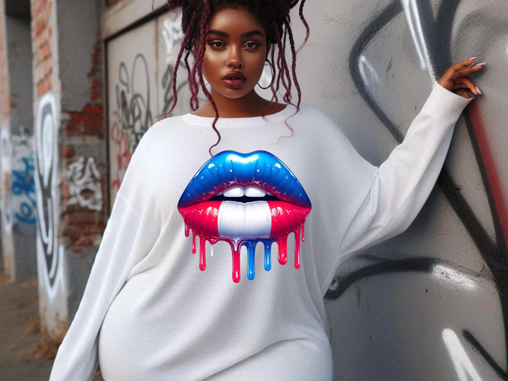 Bundle Red, White and Blue dripping lips in Saints colors.  for shirts, cups,  DTF, UVDTF, Sublimation, png Digital, 4th of July. Labor Day