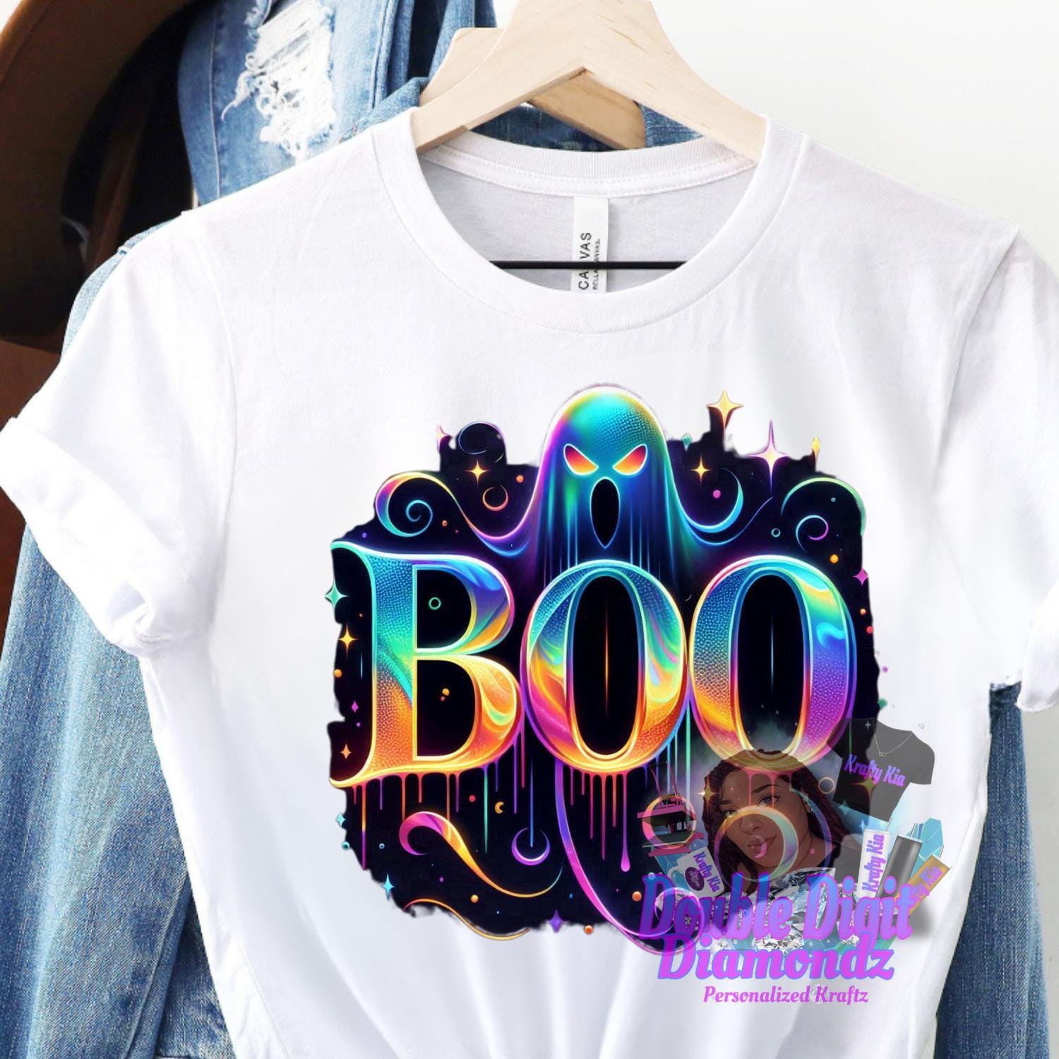 Boo Iridescent Ghost png, Halloween Design, Iridescent Ghost Pumpkin Design, holographic ghost png,  Halloween PNG, Cute Ghost Png, UNISEX