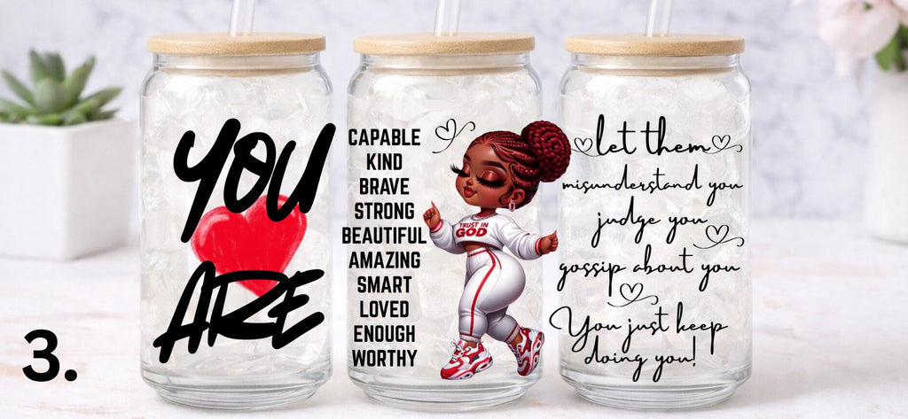 UV DTF Confident Woman Bundle 1, Trust God transfer, cup wraps glass tumblers