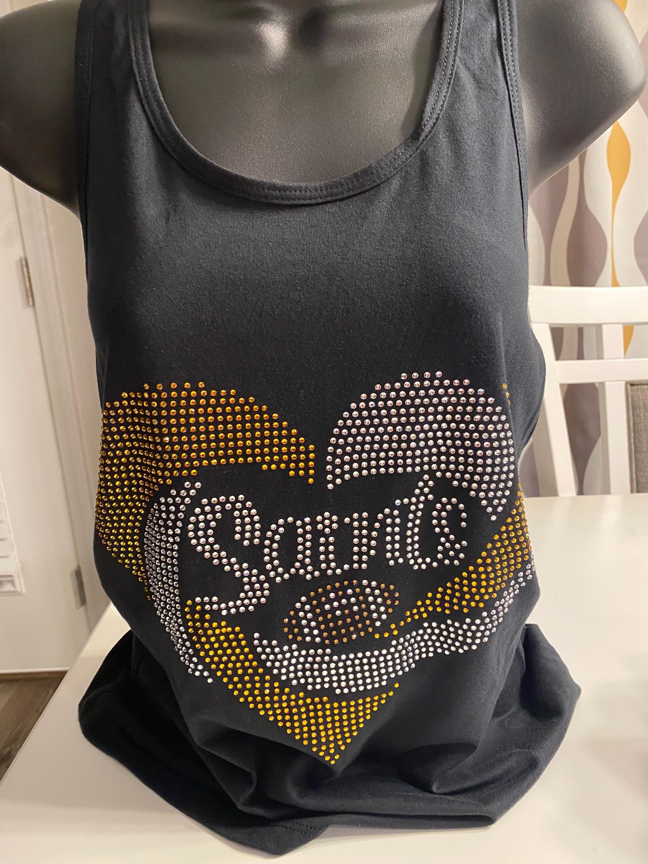 SAINTS  Rhinestone shirt or Tank , heart rhinestone shirt, silver and Gold rhinestone shirt, sparkle shirt, or football rhinestones shirt