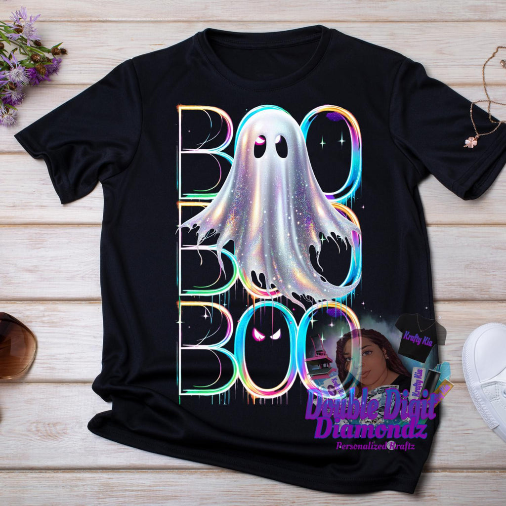Boo Iridescent Ghost png, Halloween Design, Iridescent Ghost Pumpkin Design, holographic ghost png,  Halloween PNG, Cute Ghost Png, UNISEX
