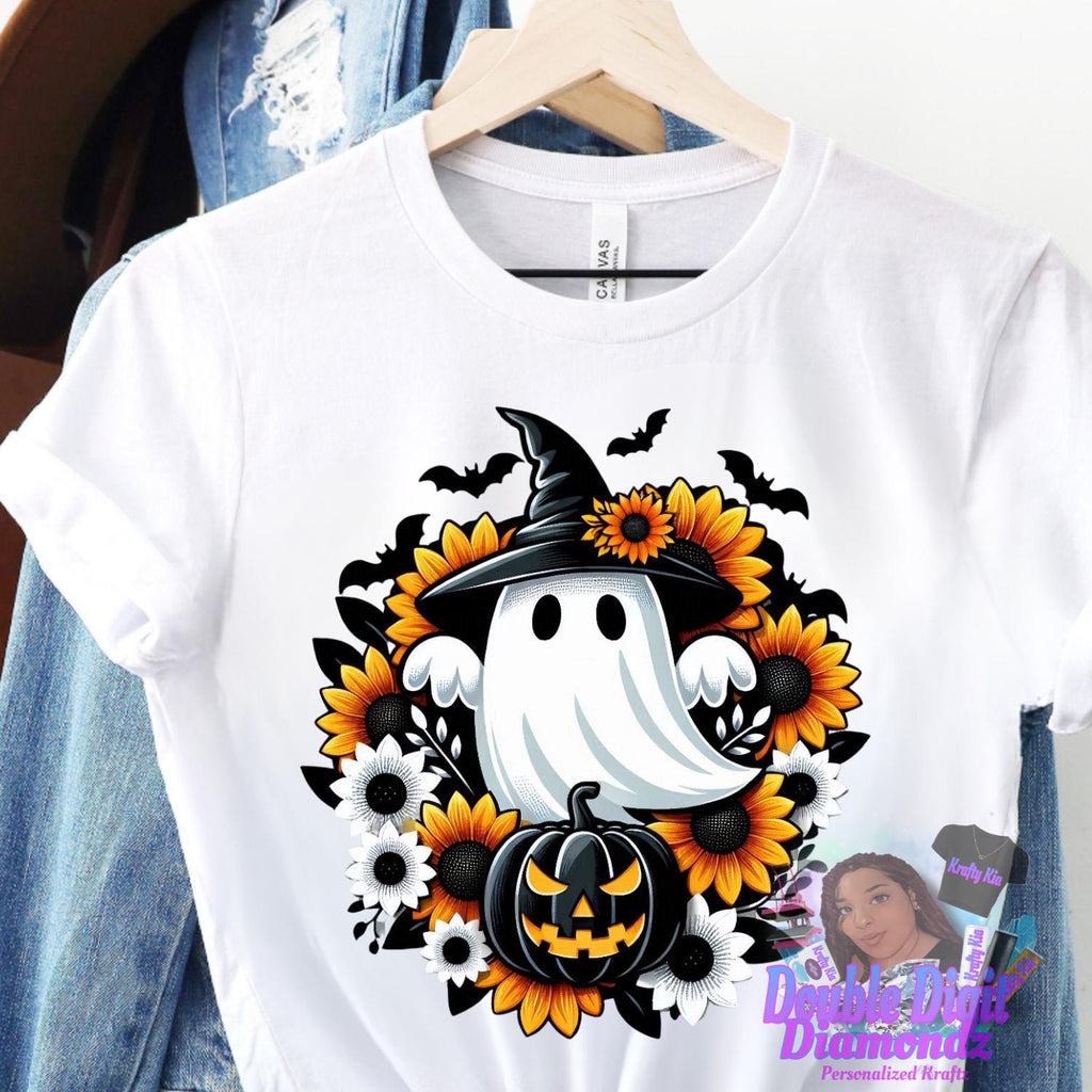 Ghost png, UVDTF, Sublimation Design Digital Download, Ghost with Black witch hat png, Halloween png, Ghost png, Cute Ghost, Pumpkin, BOO