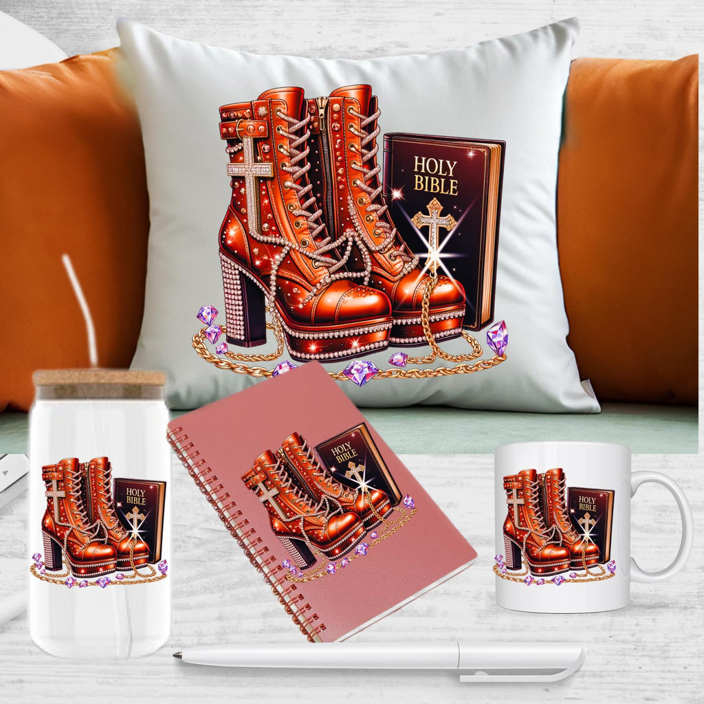 Burnt Orange Prayer Warrior, Bible, heels, spiritual, prayer, holy bible, standing on His word