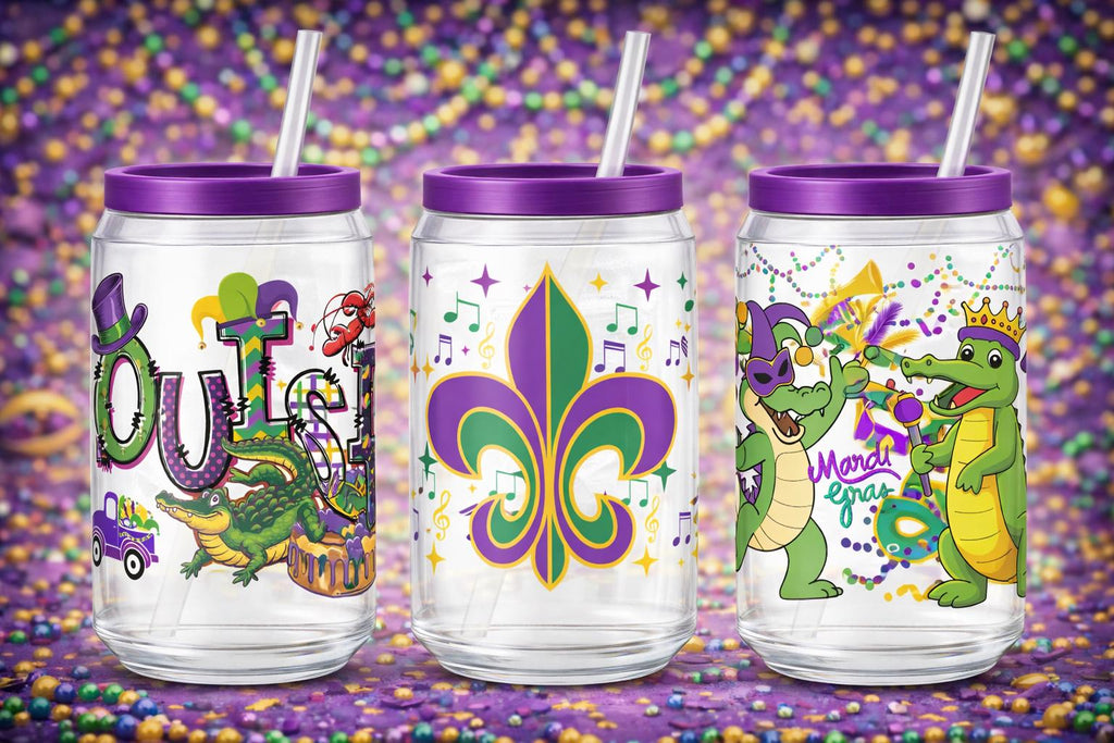 UV DTF Mardi Gras Bundle  cup wraps glass tumblers