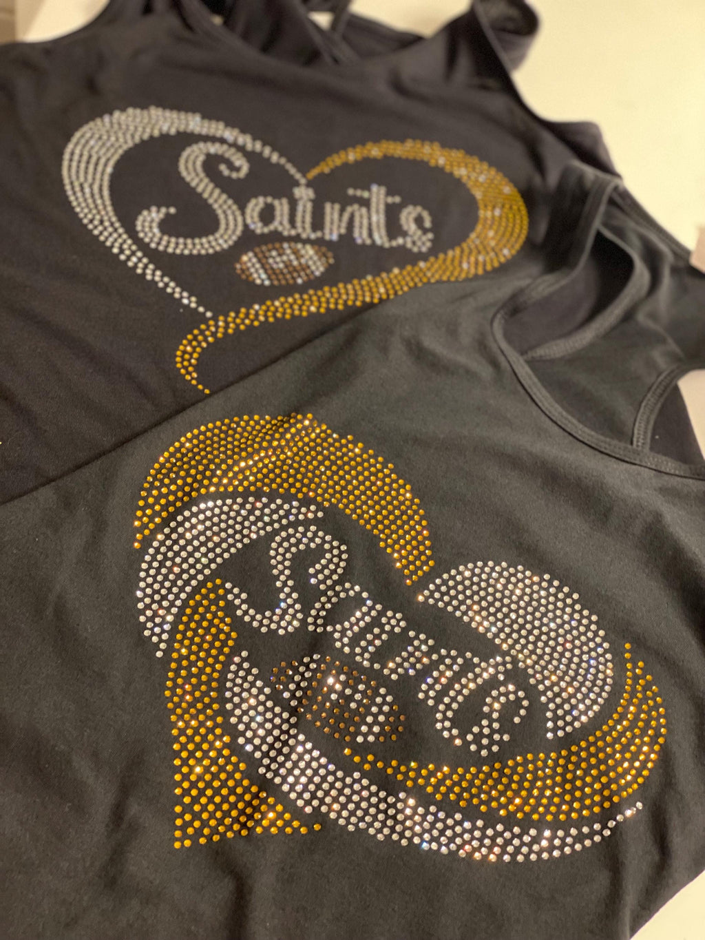 Saints Rhinestone Shirt, Sparkle Football Tee