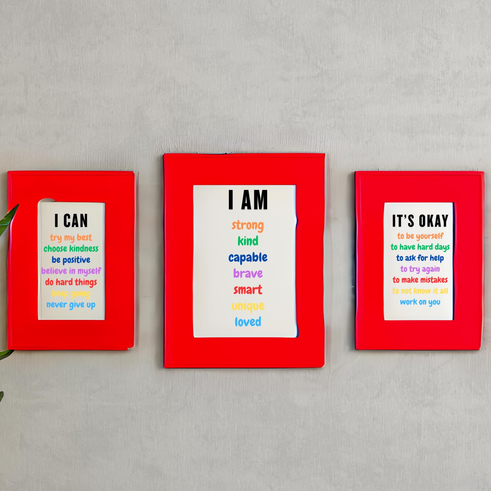 Affirmations for Kids Poster Set of 3, Daily Affirmations Wall Art Bundle, I Am I Can Words of Affirmations, Classroom or dorm room