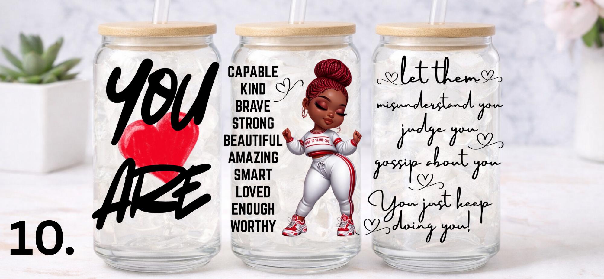 UV DTF Confident Woman Bundle 1, Trust God transfer, cup wraps glass tumblers
