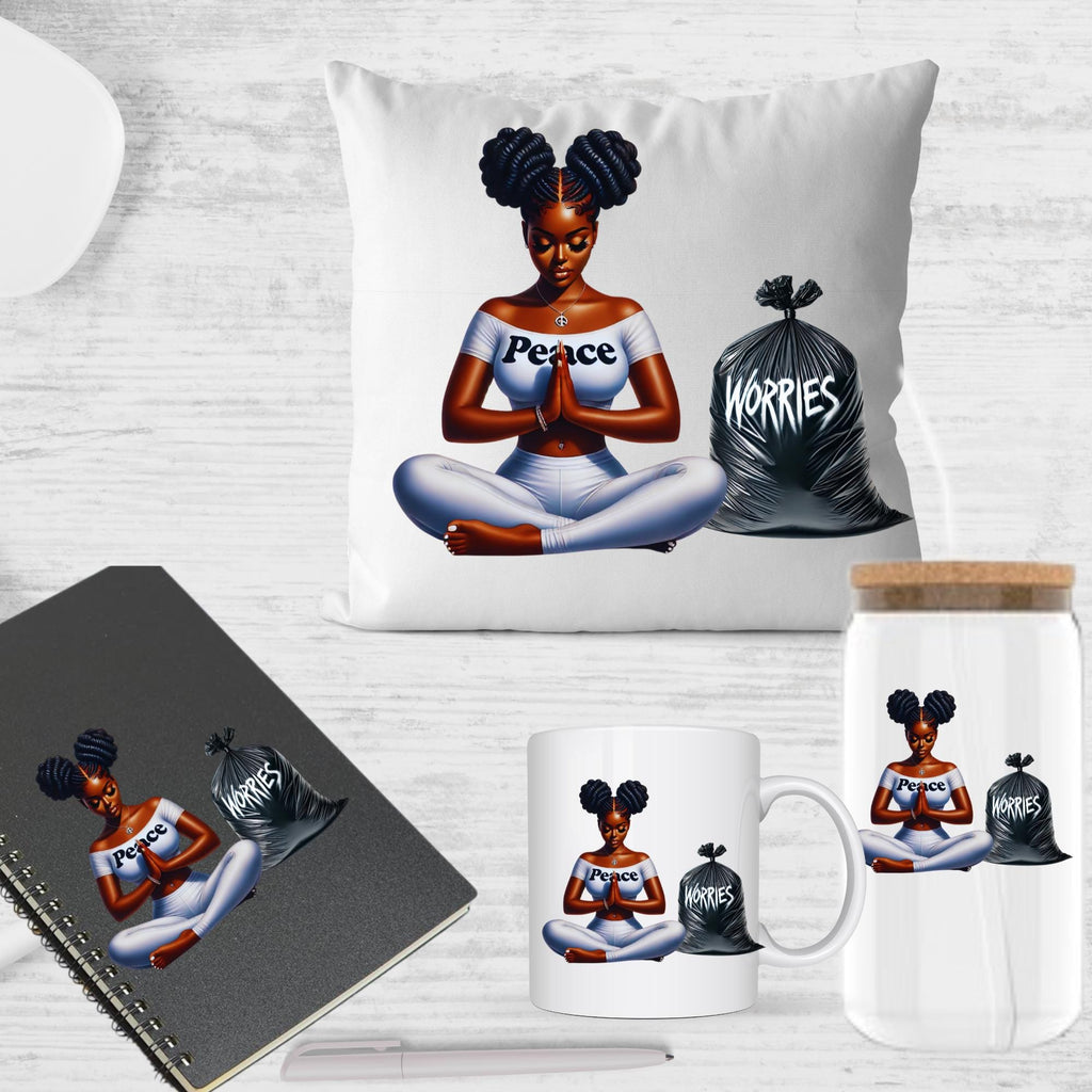 PEACE, GOD,  spiritual, prayer, pray over everything, worries, fears, insecurities, depression, pain, african american png, 2 puffs hair