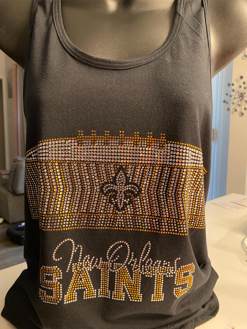 Saints Rhinestone Shirt, Sparkle Football Tee