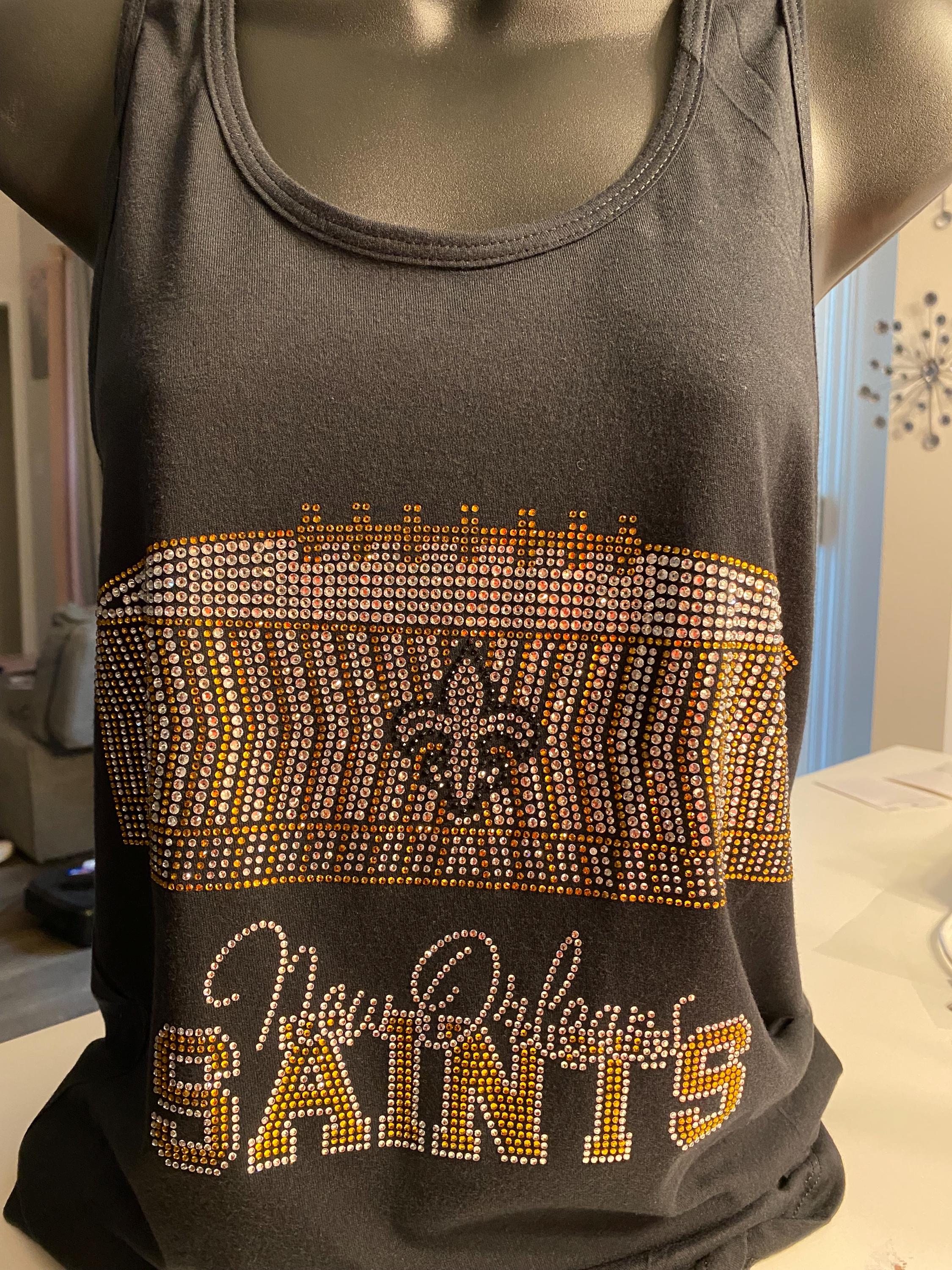 Saints Rhinestone Shirt, Sparkle Football Tee